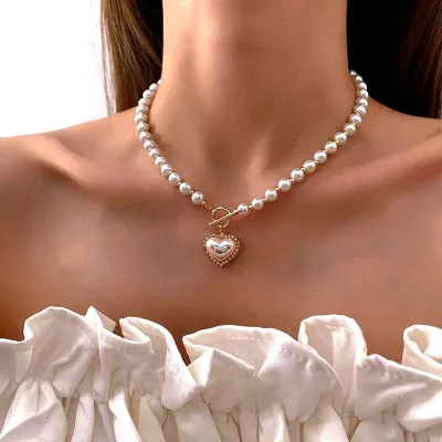 Luxury Pearl Heart Pendant Necklace